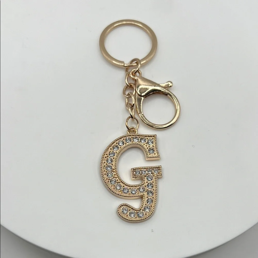 385. Gold Initial G Keychain with Crystals